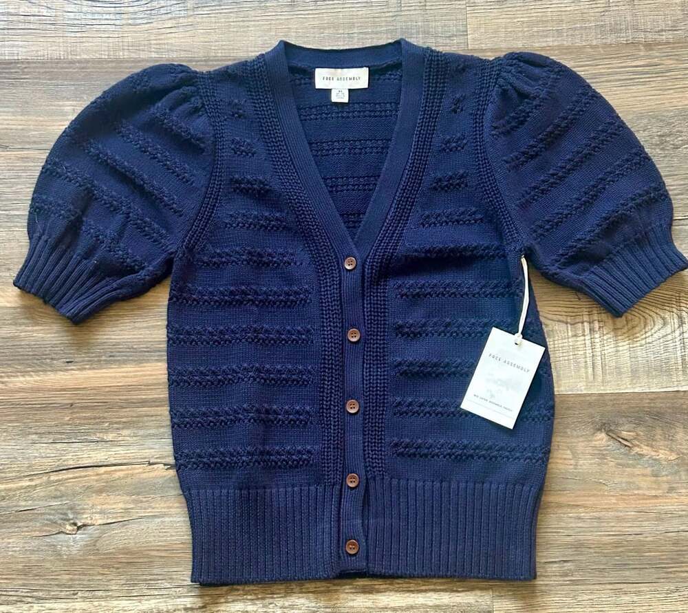 Free Assembly Puff Sleeve Cardigan Size XS Blue